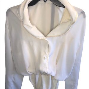 Cristina White Blouse with leotard underneath